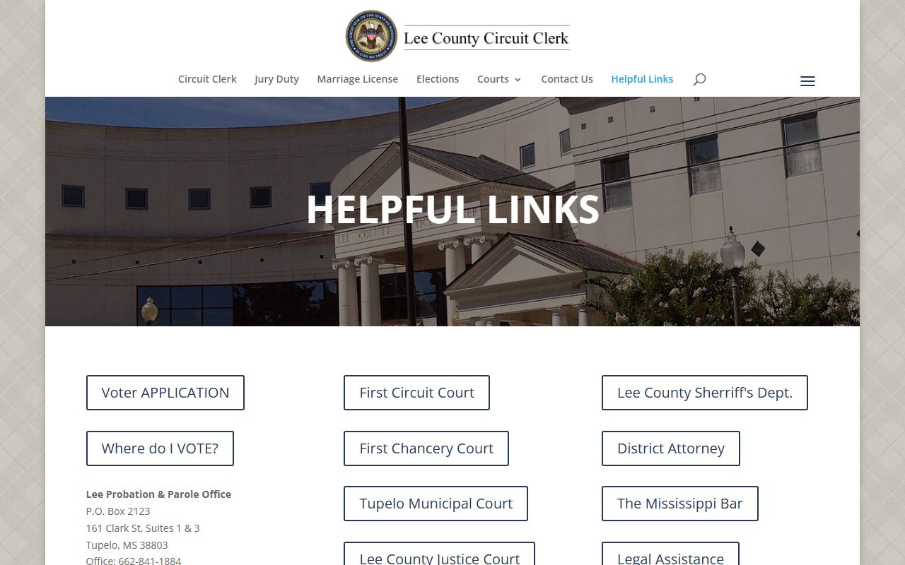 Lee County Circuit Clerk helpful links page with court and records request resources