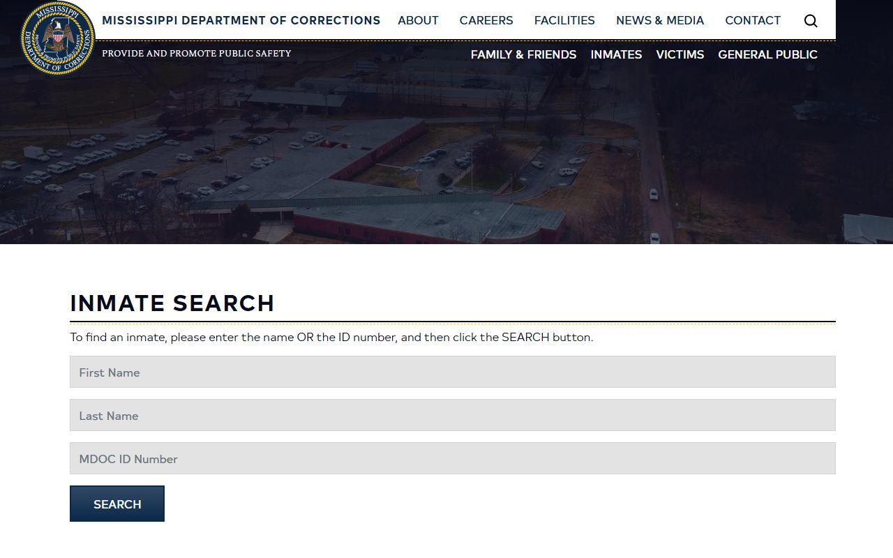 Lee County arrest records statewide lookup on the MDOC inmate search landing page