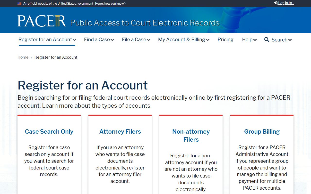 Lee County federal court records access through PACER registration