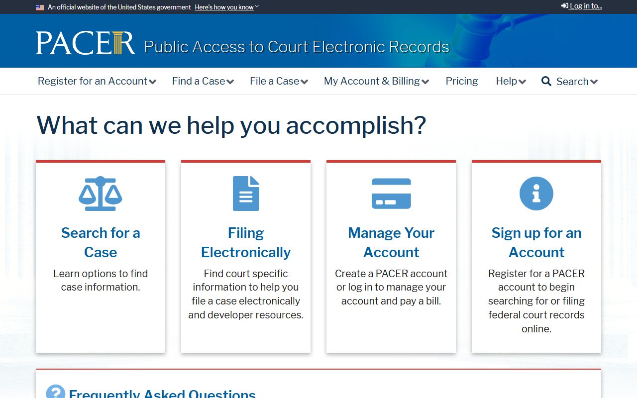 Lee County court records and PACER federal court records portal