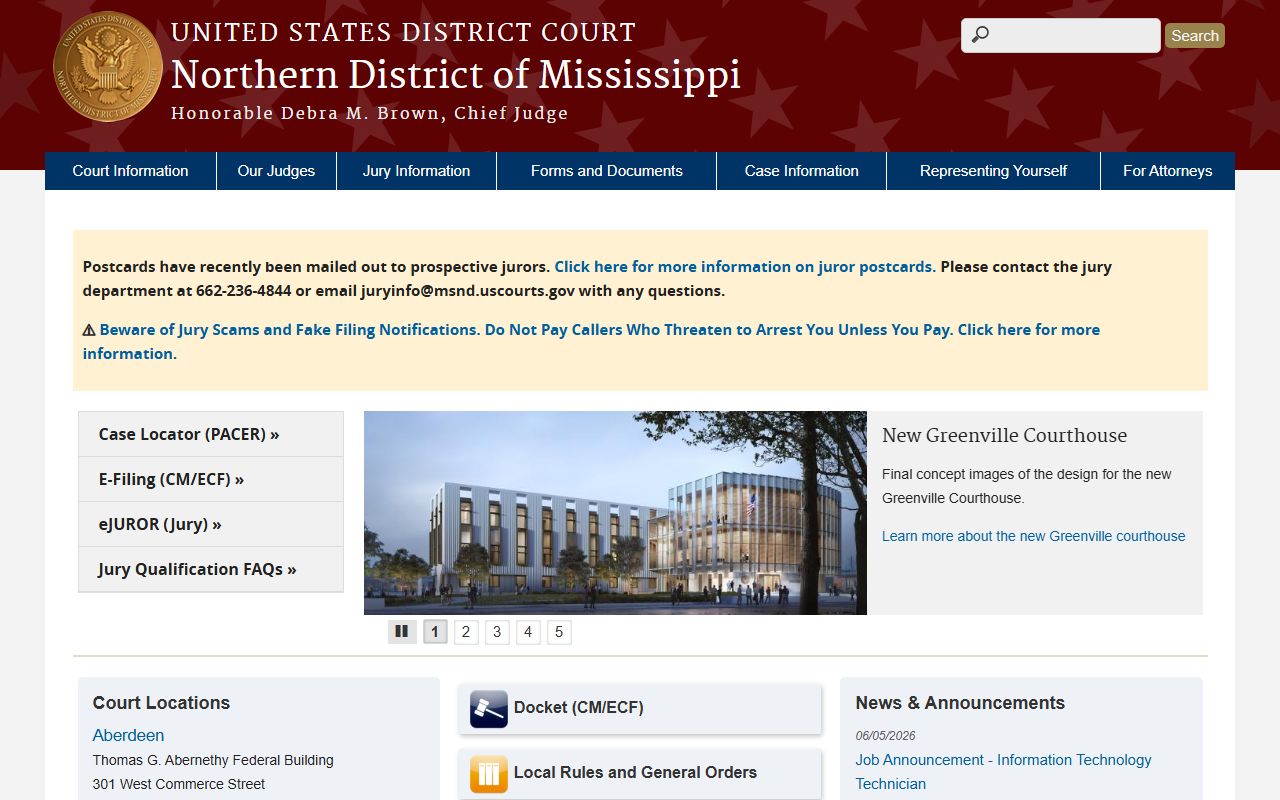 Lee County court records and Northern District of Mississippi federal court