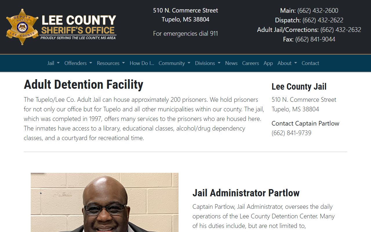 Lee County inmate search and Adult Detention Facility information