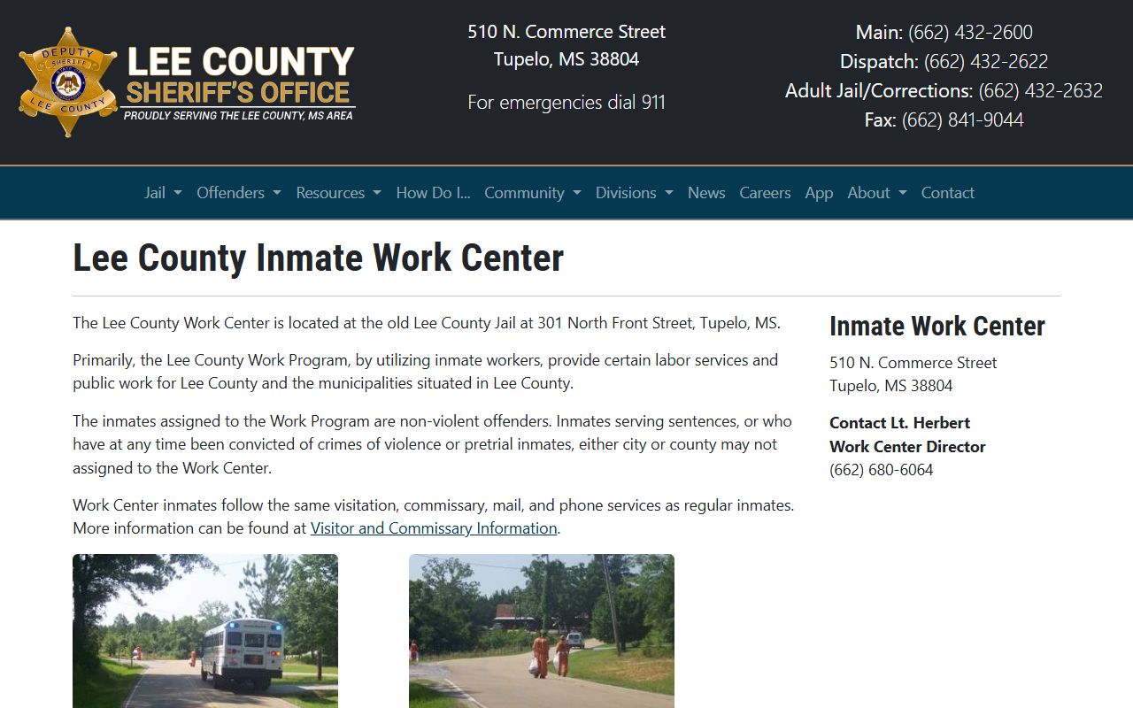 Lee County inmate search and work center program details