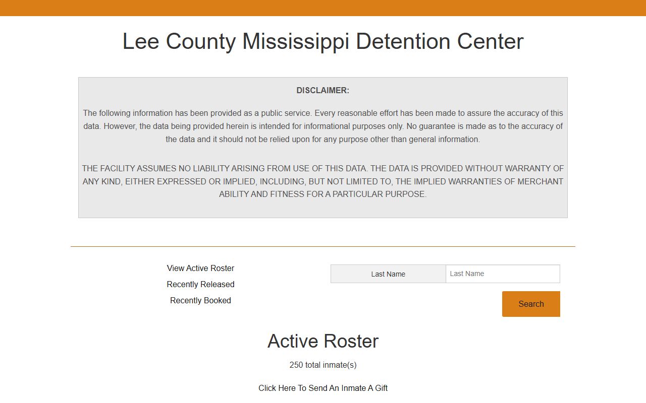 Lee County inmate search roster for the county detention center