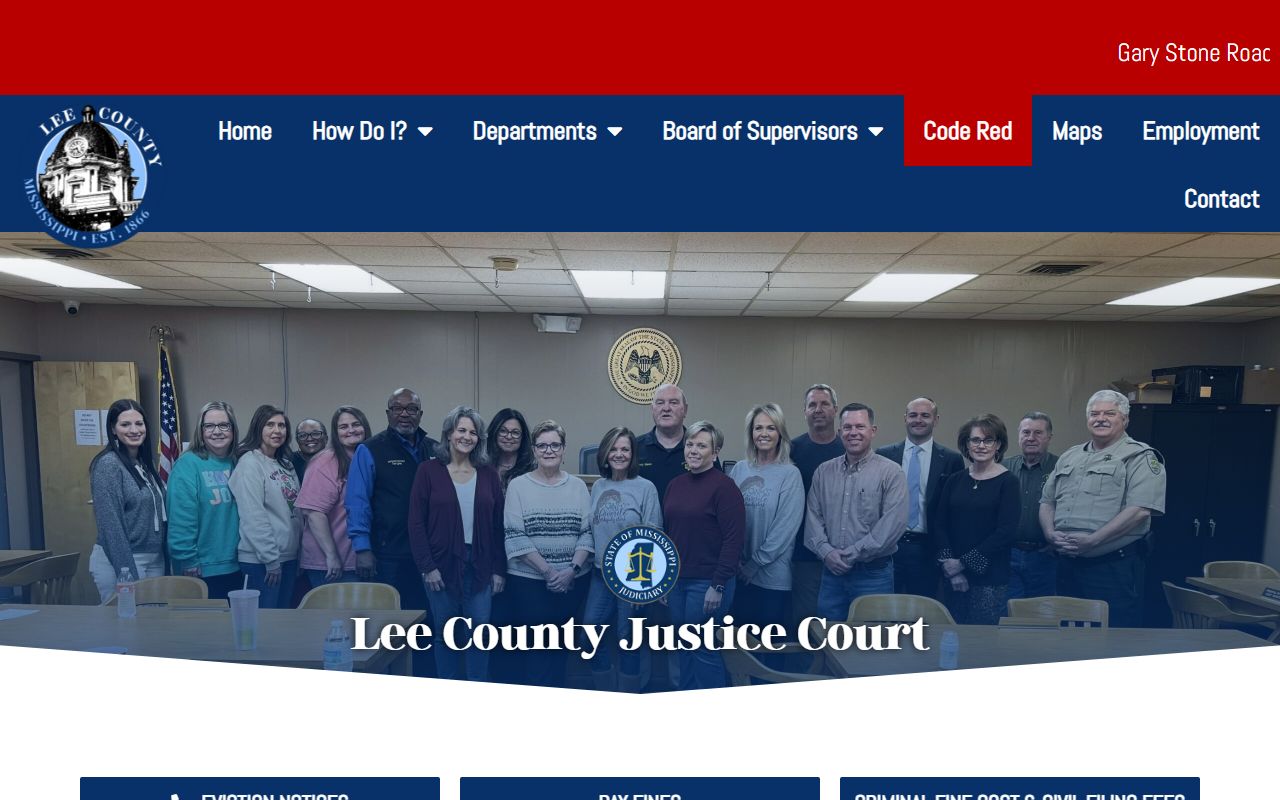 Lee County Justice Court page for Lee County Traffic Court records and ticket information
