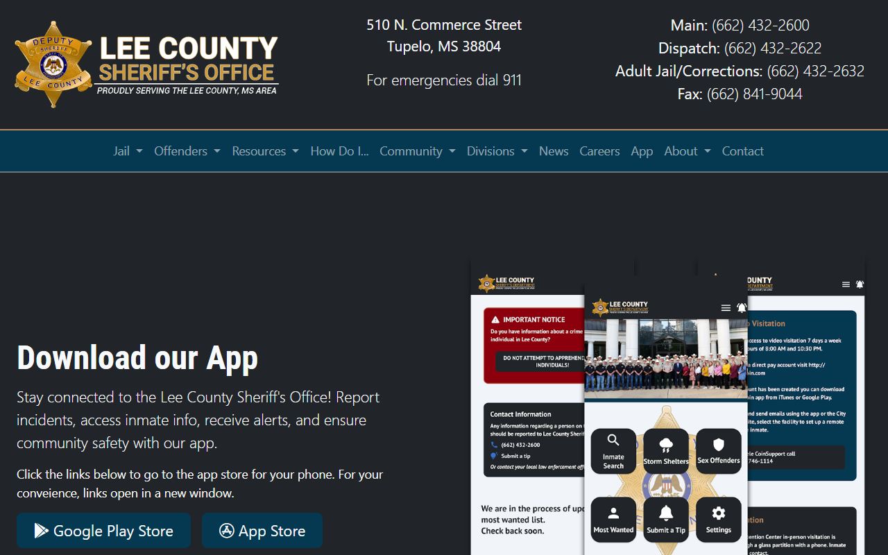 Lee County warrant search through the Lee County Sheriff mobile app page